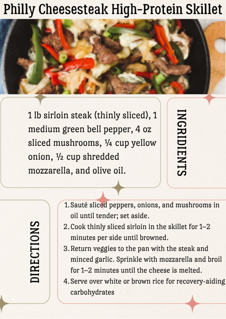 Philly Cheesesteak High Protein Skillet with lean beef and provolone - muscle building meal