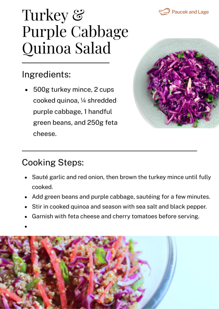 Turkey Purple Cabbage Quinoa Salad with sesame ginger dressing - recovery meal